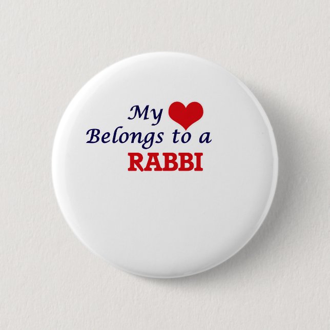 My heart belongs to a Rabbi Pinback Button (Front)