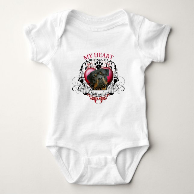 My Heart Belongs to a Rottweiler 2 Baby Bodysuit (Front)