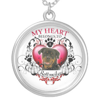 My Heart Belongs to a Rottweiler Silver Plated Necklace