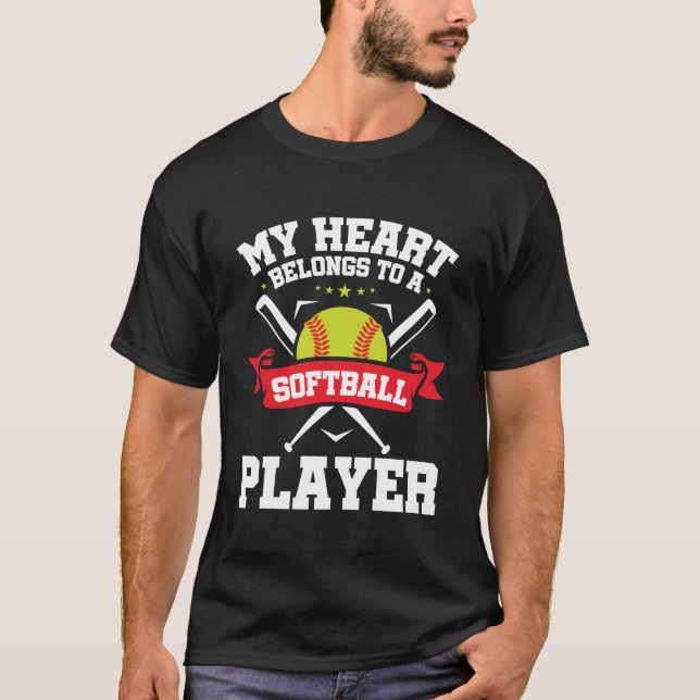 My Heart Belongs to a Softball Player Boyfriend T-Shirt (Front)