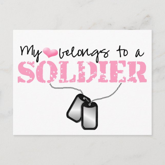 My Heart Belongs To A Soldier Postcard (Front)