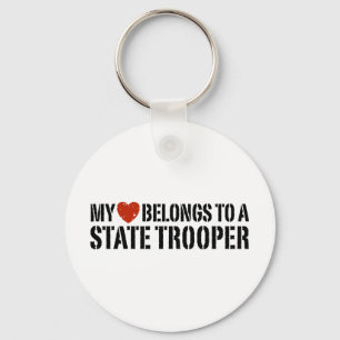My Heart Belongs To A State Trooper Keychain