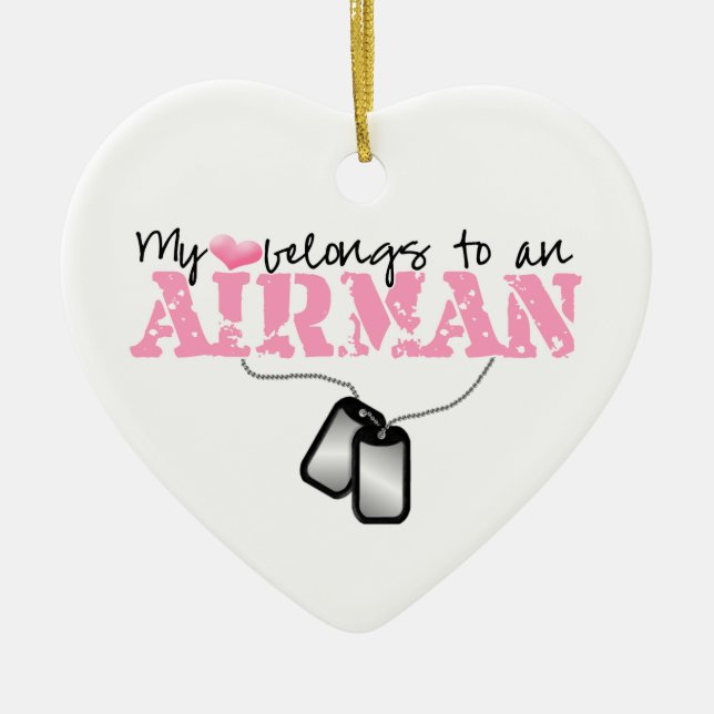 My Heart Belongs to an Airman Ceramic Ornament (Front)