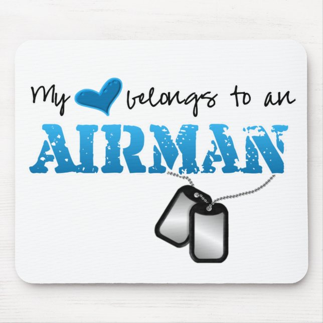 My Heart Belongs to an Airman Mouse Pad (Front)