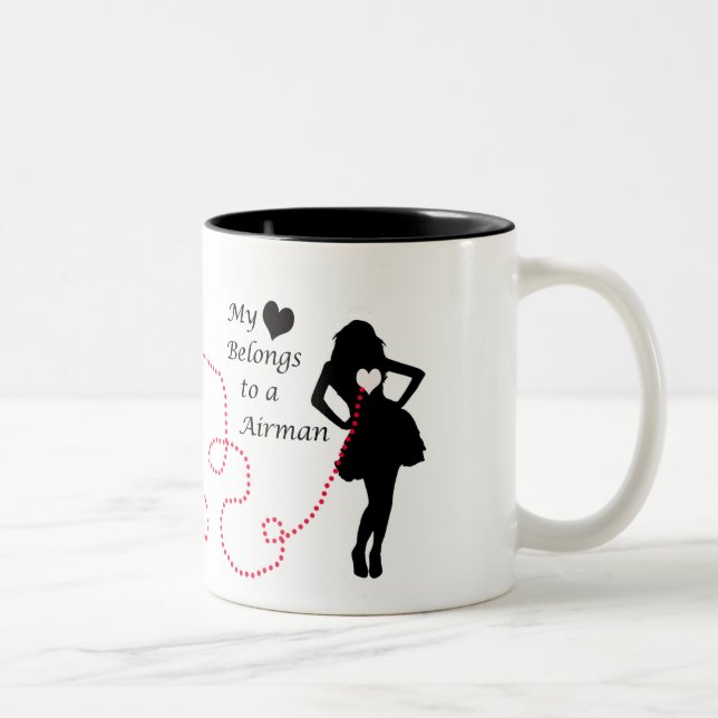 My Heart Belongs to an Airman Two-Tone Coffee Mug (Right)