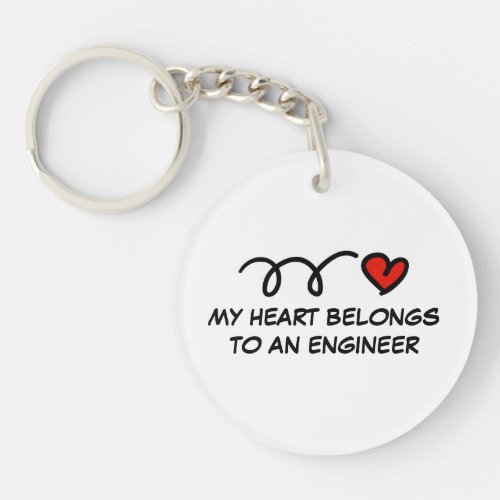 My heart belongs to an engineer cute heart keychain