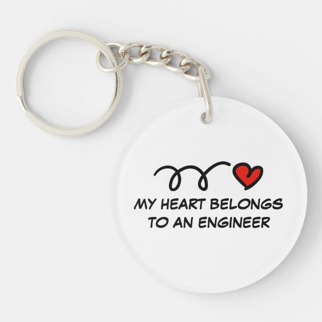 My heart belongs to an engineer cute heart keychain (Front)
