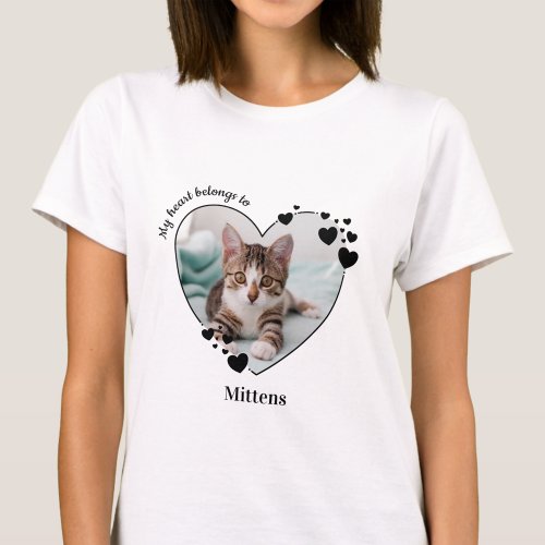 My Heart Belongs To Cat Lover Pet Photo T_Shirt