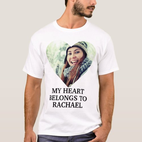 My heart belongs to Custom Name heart photo T_Shirt