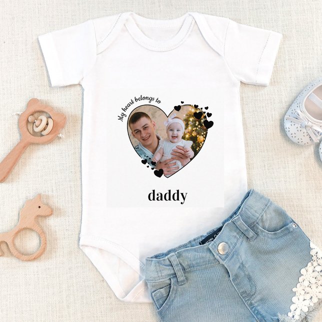 My Heart Belongs To Daddy Personalized Baby Photo  Baby Bodysuit (Creator Uploaded)