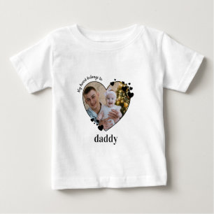 My Heart Belongs To Daddy Personalized Baby Photo T-Shirt