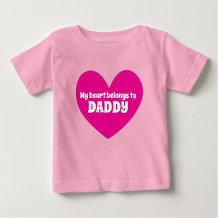 belongs daddy heart shirt pink custom name baby