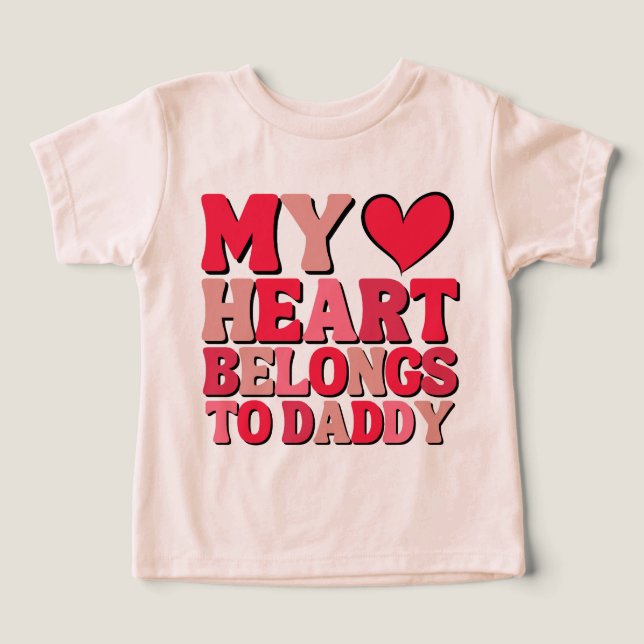 My Heart Belongs To Daddy Retro Heart Toddler T-shirt (Design Front)
