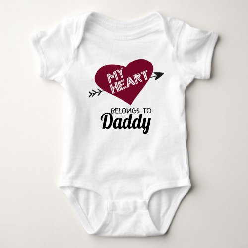 My heart belongs to Daddy white with red heart Baby Bodysuit