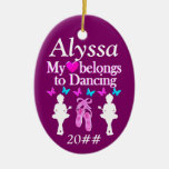 MY HEART BELONGS TO DANCING PERSONALIZED ORNAMENT