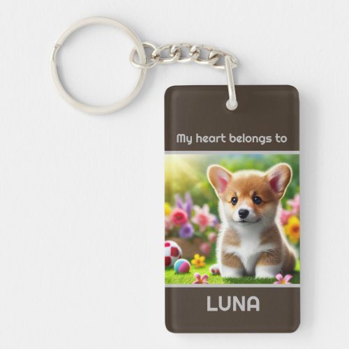 My Heart Belongs To _ Dog Mom _ Dog Pet Photo  Keychain