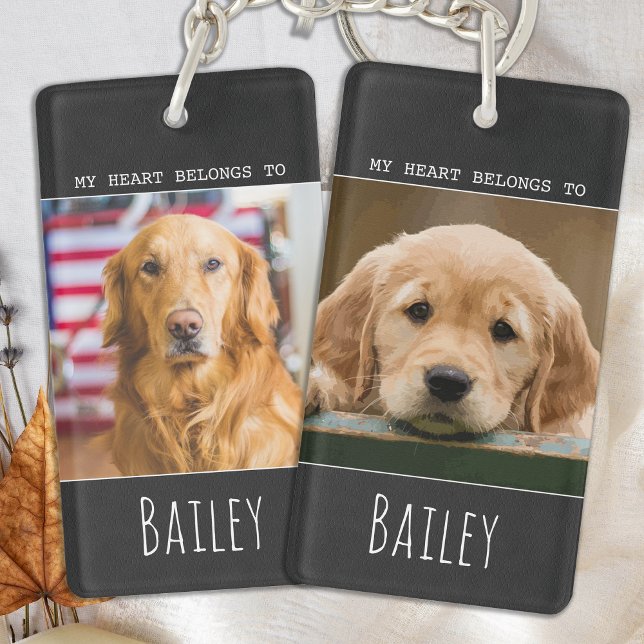 My Heart Belongs To - Dog Mom - Dog Pet Photo Keychain (Creator Uploaded)