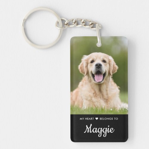 My Heart Belongs To Dog Personalized Pet Photos Keychain