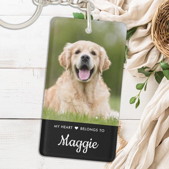 My Heart Belongs To Dog Personalized Pet Photos Keychain (Creator Uploaded)