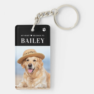 My Heart Belongs To Dog Pet Photo Keychain