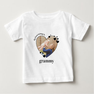 My Heart Belongs To Grammy Personalize Baby Photo  Baby T-Shirt