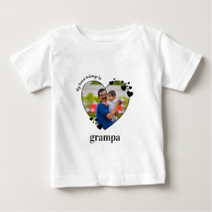 My Heart Belongs To Grandpa Custom Baby Photo  Baby T-Shirt