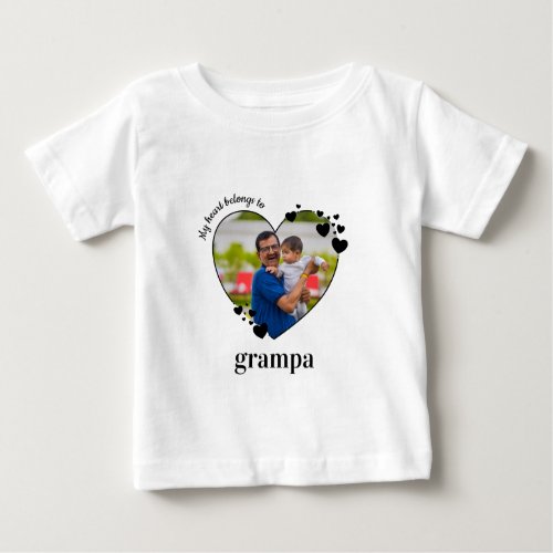 My Heart Belongs To Grandpa Custom Baby Photo  Baby T_Shirt