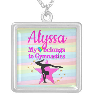 MY HEART BELONGS TO GYMNASTICS SILVER PLATED NECKLACE