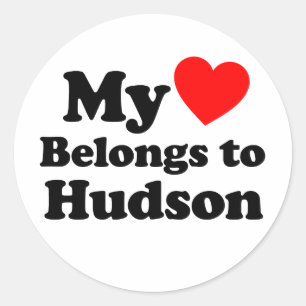 My Heart Belongs to Hudson Classic Round Sticker