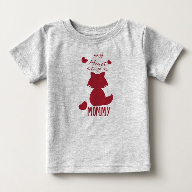 My Heart Belongs to Mommy Valentines Day Baby T-Shirt (Front)