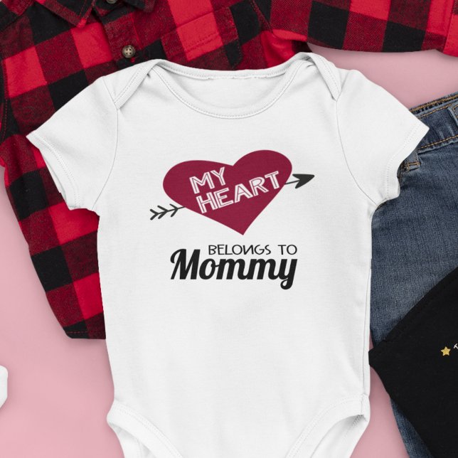 My heart belongs to Mommy white  with red heart Baby Bodysuit (Creator Uploaded)