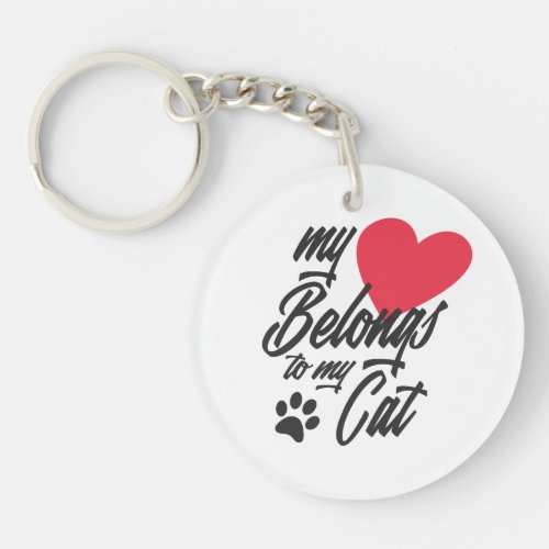 My Heart Belongs to My Cat Valentine  Keychain