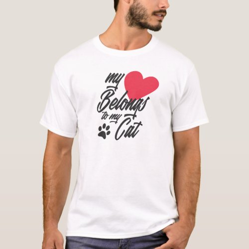 My Heart Belongs to My Cat Valentine  T_Shirt