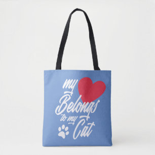 My Heart Belongs to My Cat Valentine   Tote Bag