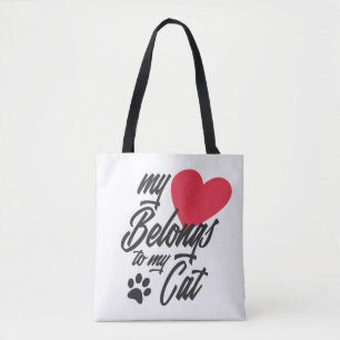 My Heart Belongs to My Cat Valentine   Tote Bag