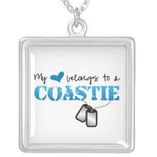 My heart belongs to my Coastie Silver Plated Necklace