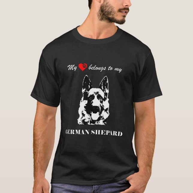 My Heart Belongs To My German Shepard Dog Lovers G T-Shirt (Front)