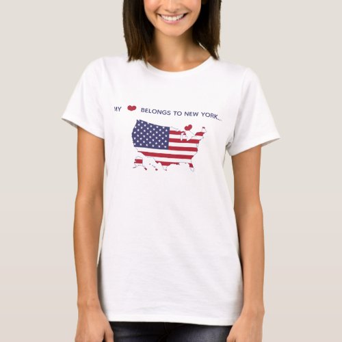 My heart belongs to New York _ American Flag T_Shirt