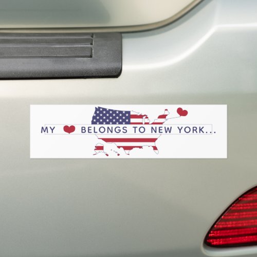 My heart belongs to New York State Pride  US Flag Bumper Sticker