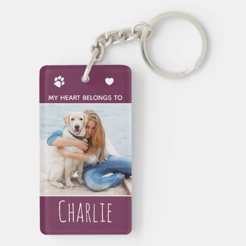 My Heart Belongs To Personalized Dog 2 Photos Keychain