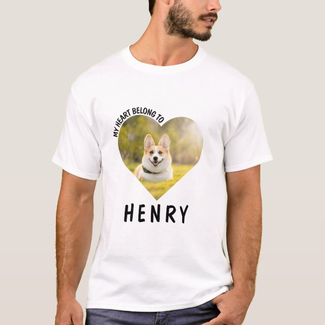 My Heart Belongs To Personalized Dog Photo T-Shirt (Front)