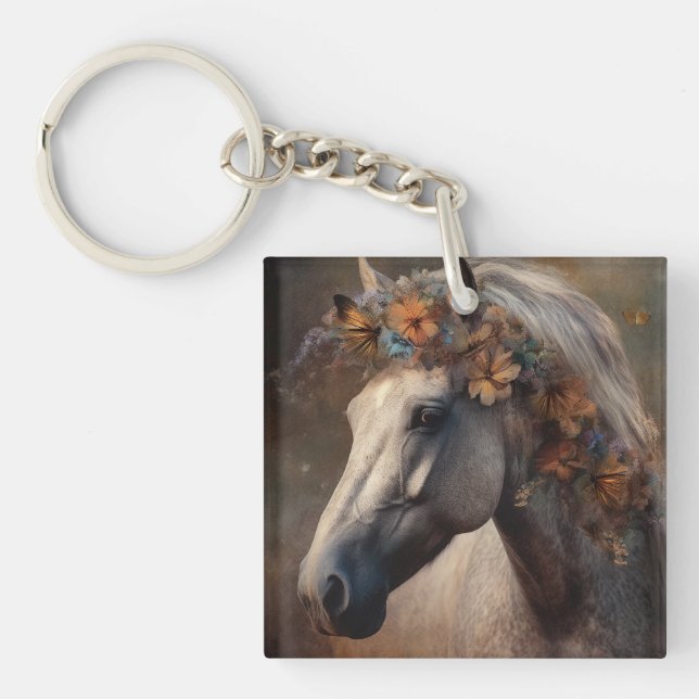 My Heart Belongs To Personalized Natural Horse  Keychain (Front)