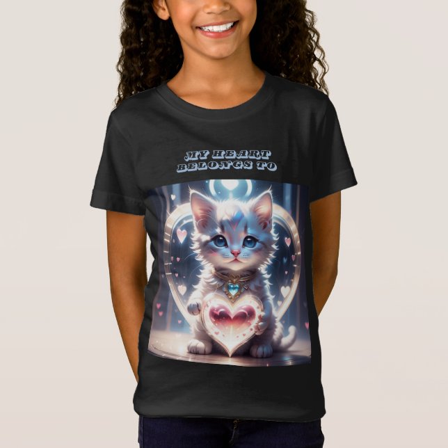 My Heart Belongs To Pet Photo Cat Lover T-Shirt (Front)