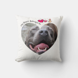 My Heart Belongs to Pitbull dog custom photo Throw Pillow
