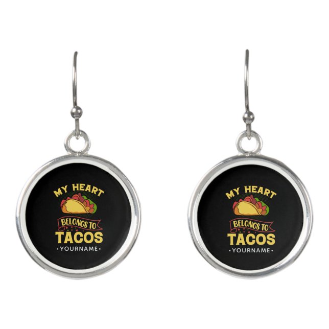 My Heart Belongs To Tacos Earrings (Front)