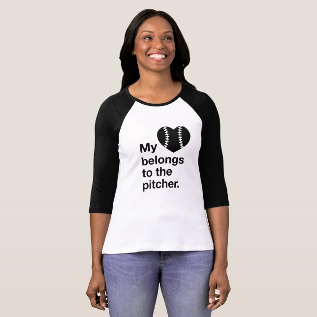 My heart belongs to the pitcher. T-Shirt (Front Full)