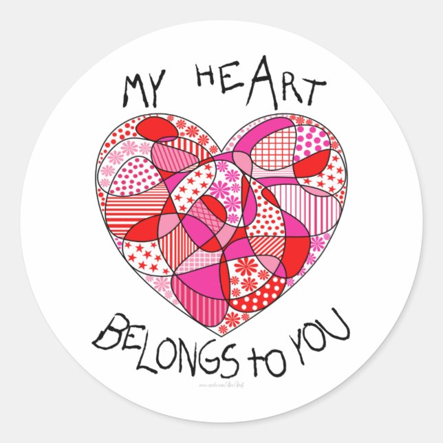 My Heart Belongs to You Heart Sticker | Round (Front)