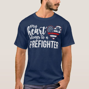 My Heart Firefighter Wife Fire Wife Of A Fireman L T-Shirt