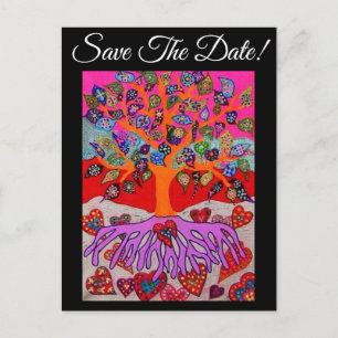 My Heart Flower for You Tree of Life Save The Date Postcard