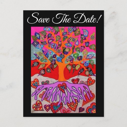 My Heart Flower for You Tree of Life Save The Date Postcard